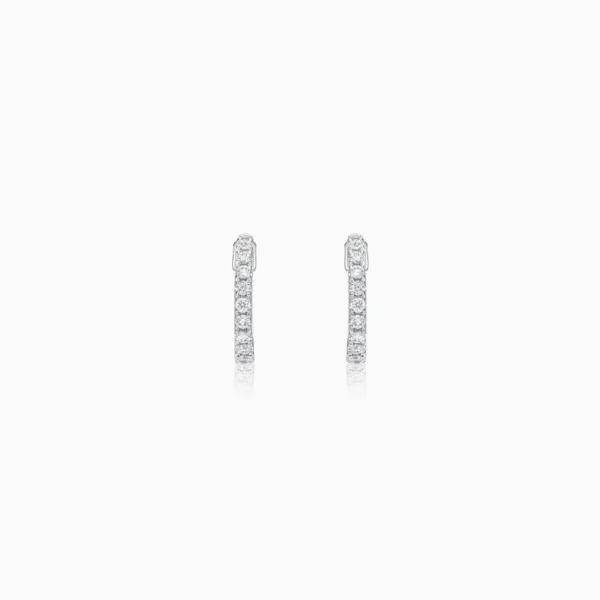 Elegant 18K White Gold Hoop Earrings with Natural Round Diamonds - Image 5